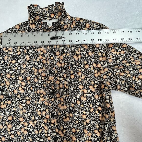 Nili Lotan for Target Liberty Floral Ruffle Long Sleeve Button Up Shirt XS Black - Picture 5 of 7
